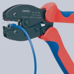Pince KNIPEX à sertir PreciForce® longueur 220 mm 0,5- 6 (AWG 20-10) mm² 487 g p.isol.cosses de câble KNIPEX