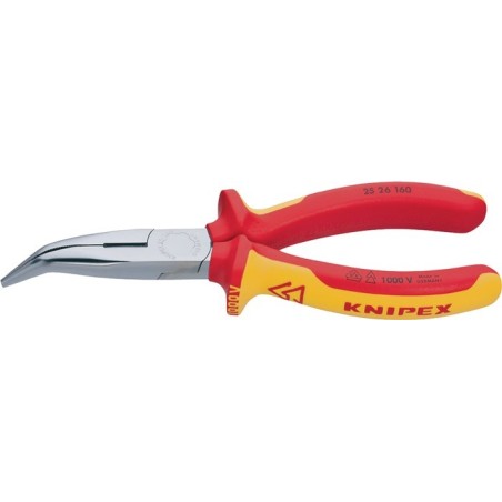 Pince à becs plats, ronds longueur 200 mm forme 2 coudé à 40 degr. VDE gaines multicomposant KNIPEX