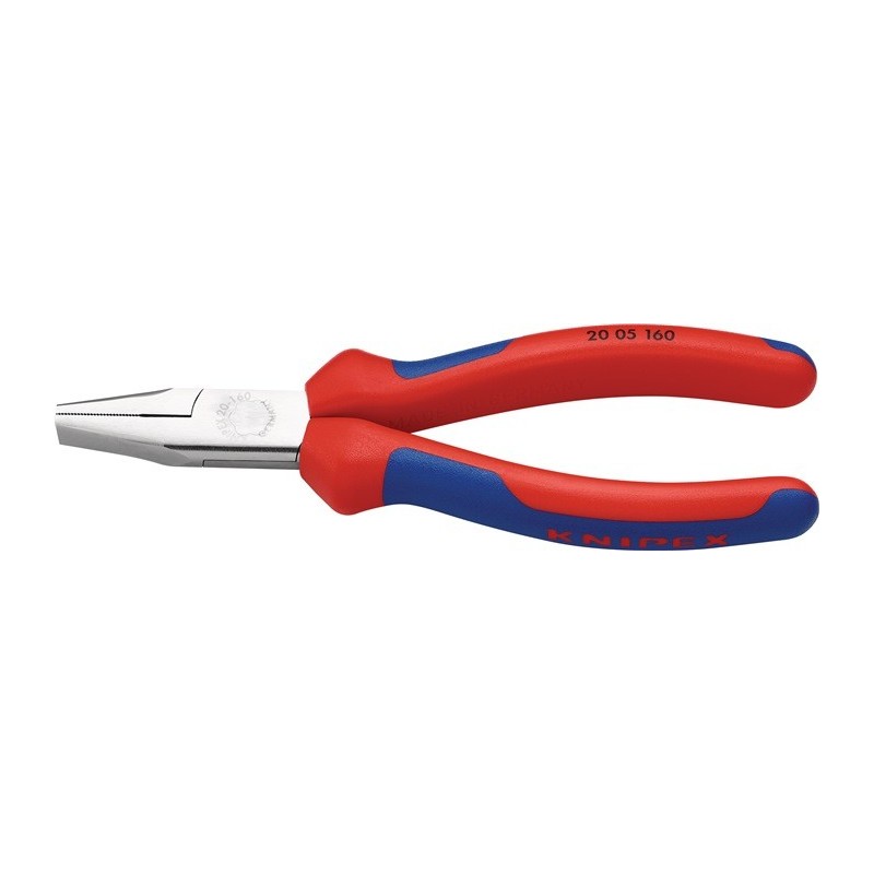 Pince à becs plats DIN ISO 5745 longueur totale 160 mm chromé gaines multicomposant KNIPEX
