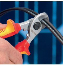 Coupe-câble KNIPEXlongueur 165 mm tête chromée VDE gaines multicomposant forme 1 KNIPEX