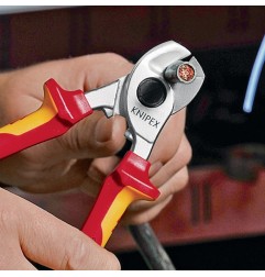Coupe-câble KNIPEXlongueur 165 mm tête chromée VDE gaines multicomposant forme 1 KNIPEX