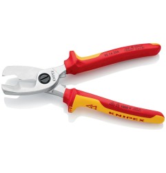 Coupe-câble KNIPEX Lg 200 mm tête chromée VDE gaines multicomposant KNIPEX