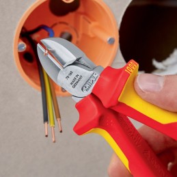 Pinces coupantes diagonales L. 160 mm av. protection antidérapante gaines à 2 comp.KNIPEX