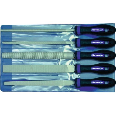 Jeu de 5 limes longueur 250 mm coupe 2 Ergonomique bicomposant PROMAT