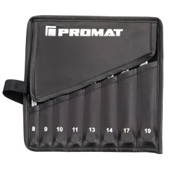 Jeu de clés PROMAT mixtes8 pces ouv. de clé 8-19 mm forme A CV-acier en pochettes pliable