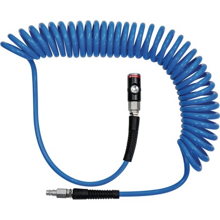Set de tuyaux spiralés D. intérieur 6,5 mm D. ext. 10 mm longueur 6 m raccord de sécurité DN 7,4 rouleau RIEGLER