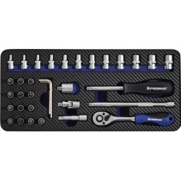 Jeu de clés à douille 36 pièces 1/4 po. ouvertures de clé de 4 à 13 mm nombre de dents 72 6-Pans PROMAT