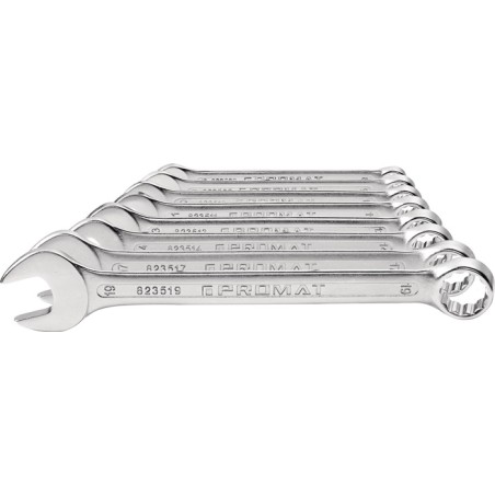 Jeu de clés mixtes 12 pièces ouverture de clé 6 à 22 mm forme A acier au chrome-vanadium PROMAT