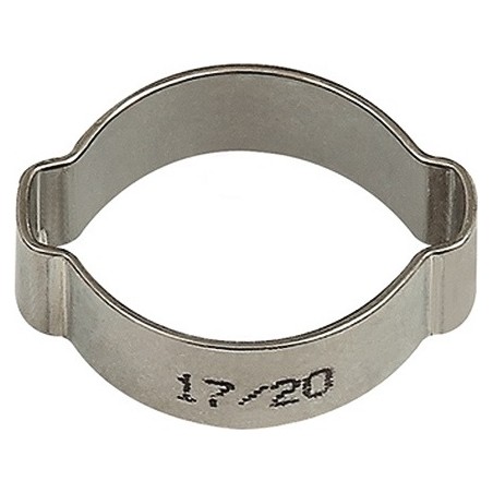 50 Pinces à tuyau 17-20 mm, 2 oreilles acier inoxydable 1.4301 (W4) plage de serrage 17-20 mm 50 pièces/sachet RIEGLER
