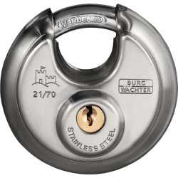 Cadenas cylindrique 21 70 largeur du corps de verrou 70 mm acier inoxydable fermeture différente BURG-WÄCHTER