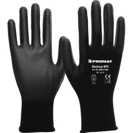 12 paires Gants Blackstar NPU taille 7 (M) noir EN 388 - catégorie EPI II EN 388 PROMAT