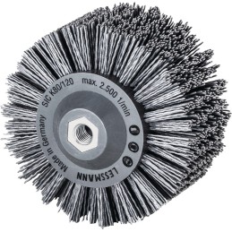 Brosse plate Ø 140 mm M14 SiC poils de ponç. granulation 80 60 mm 2500 min-¹ LESSMANN