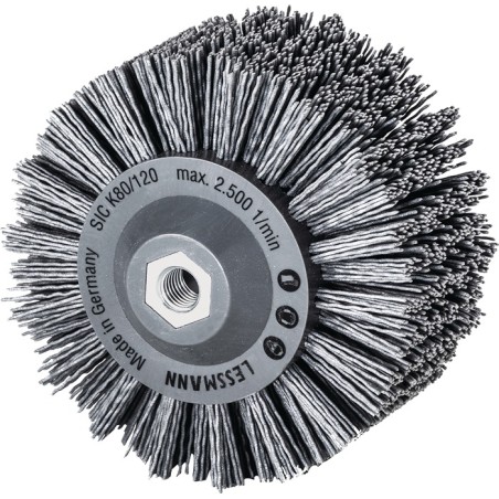 Brosse plate Ø 140 mm M14 SiC poils de ponç. granulation 80 60 mm 2500 min-¹ LESSMANN