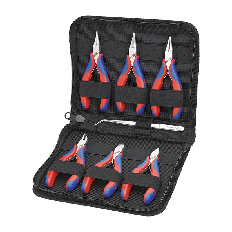 Jeu de pinces électroniques 7 pièces 6 pinces, 1 pincette de précision KNIPEX Jeu de pinces électroniques 7 pièces 6 pinces, 1 pincette de précision KNIPEX