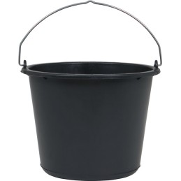 Seau de chantier 12 l avec fond en croix noir plastique recyclé
