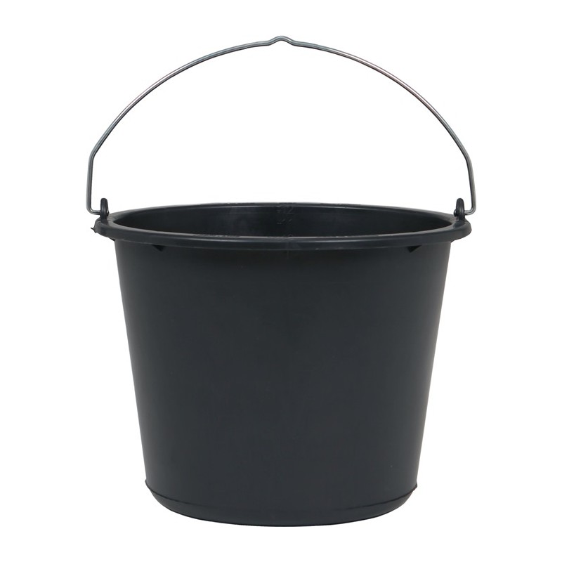 Seau de chantier 12 l avec fond en croix noir plastique recyclé Seau de chantier 12 l avec fond en croix noir plastique recyclé