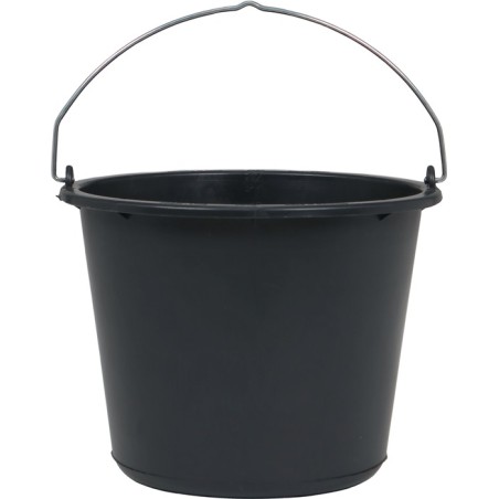Seau de chantier 12 l avec fond en croix noir plastique recyclé