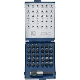 Assortiment d'embouts 31 pièces fente/PH/PZD/TX av aimant et porte-mèches à serr