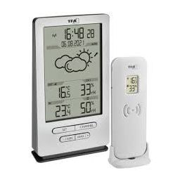 Station météo XENA H145xl82xP47mm argenté plastique pour intérieur/extérieur 