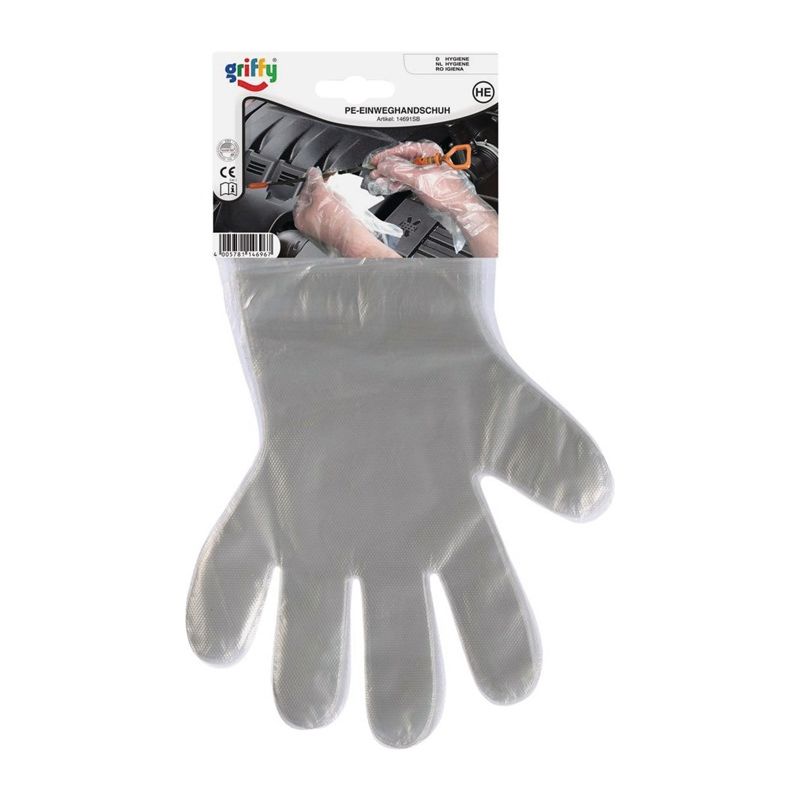 20 Gants jetable T10 transparent polyéthylène catégorie EPI I 20 pièces / SB L 20 Gants jetable T10 transparent polyéthylène catégorie EPI I 20 pièces / SB L