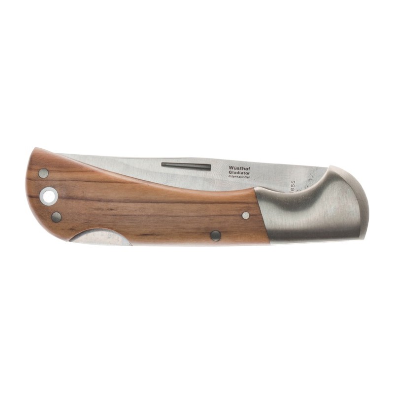 Couteau de poche longueur de la poignée 85 mm longueur ouvert 200 mm inoxydable coque en bois dolivier GLADIATOR Couteau de poche longueur de la poignée 85 mm longueur ouvert 200 mm inoxydable coque en bois dolivier GLADIATOR