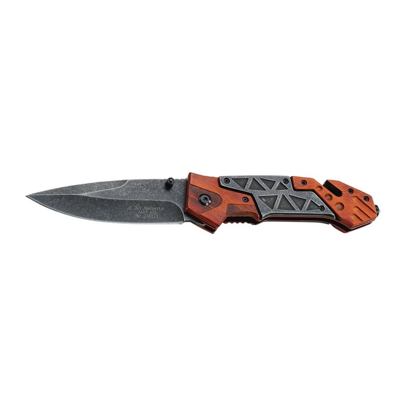 Couteau de sauvetage L. des lames 92 mm L. de poignée 127 mm 219 mm bois pakka HERBERTZ Couteau de sauvetage L. des lames 92 mm L. de poignée 127 mm 219 mm bois pakka HERBERTZ