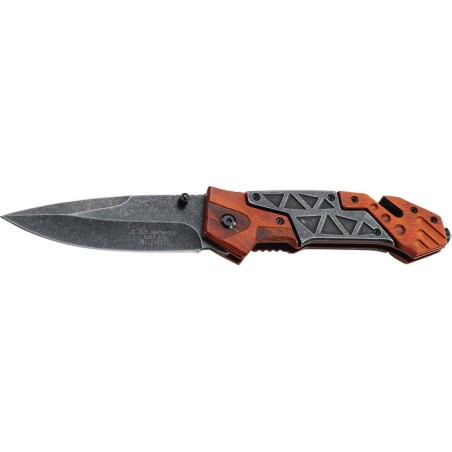 Couteau de sauvetage L. des lames 92 mm L. de poignée 127 mm 219 mm bois pakka HERBERTZ