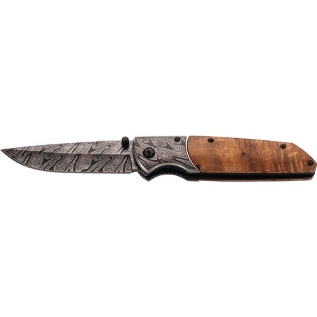 Couteau de poche L. des lames 88 mm L. de poignée 118 mm longueur ouvert 206 mm clip ceinture manche en bois HERBERTZ