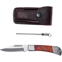 Couteau de poche industriel L. totale 190 mm L. des lames 85 mm manche en bois