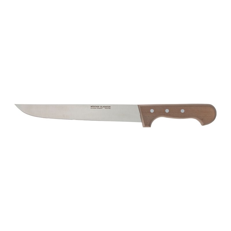 Couteau industriel L. totale 385 mm L. des lames 250 mm épaisseur du dos 2,5 mm manche en bois Couteau industriel L. totale 385 mm L. des lames 250 mm épaisseur du dos 2,5 mm manche en bois