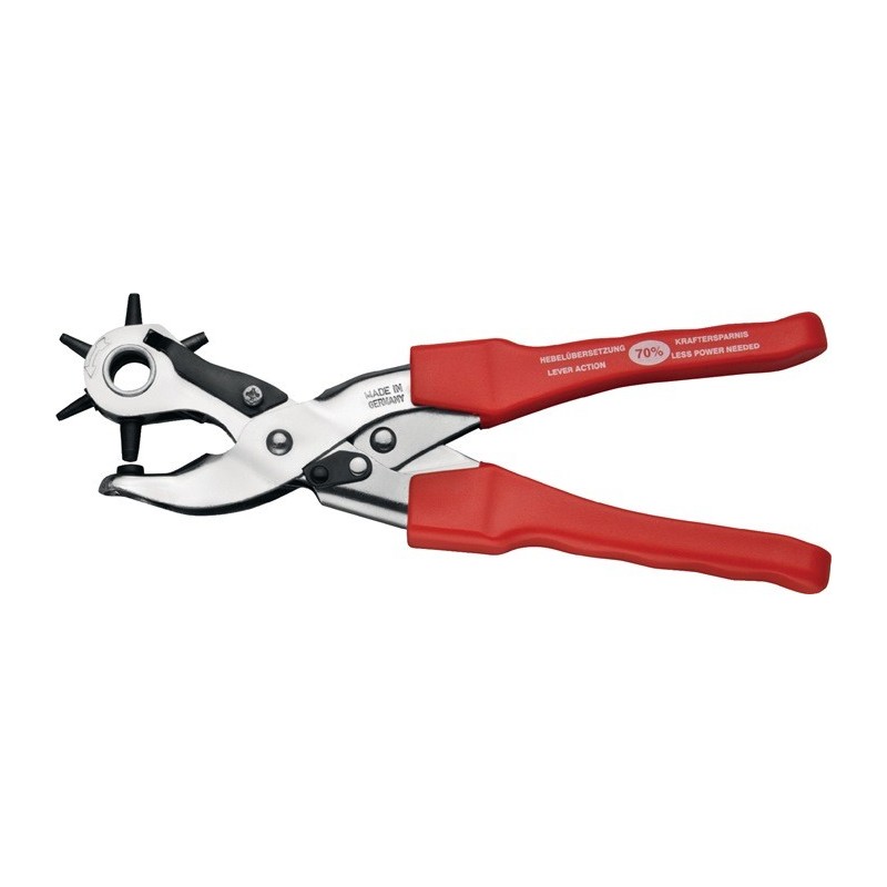 Pince emporte-pièce révolver L. totale 250 mm démultip.levier 2/2.5/3/3.5/4/4.5 mm plastique